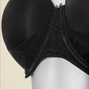 Strapless black bra with lace detail, never worn